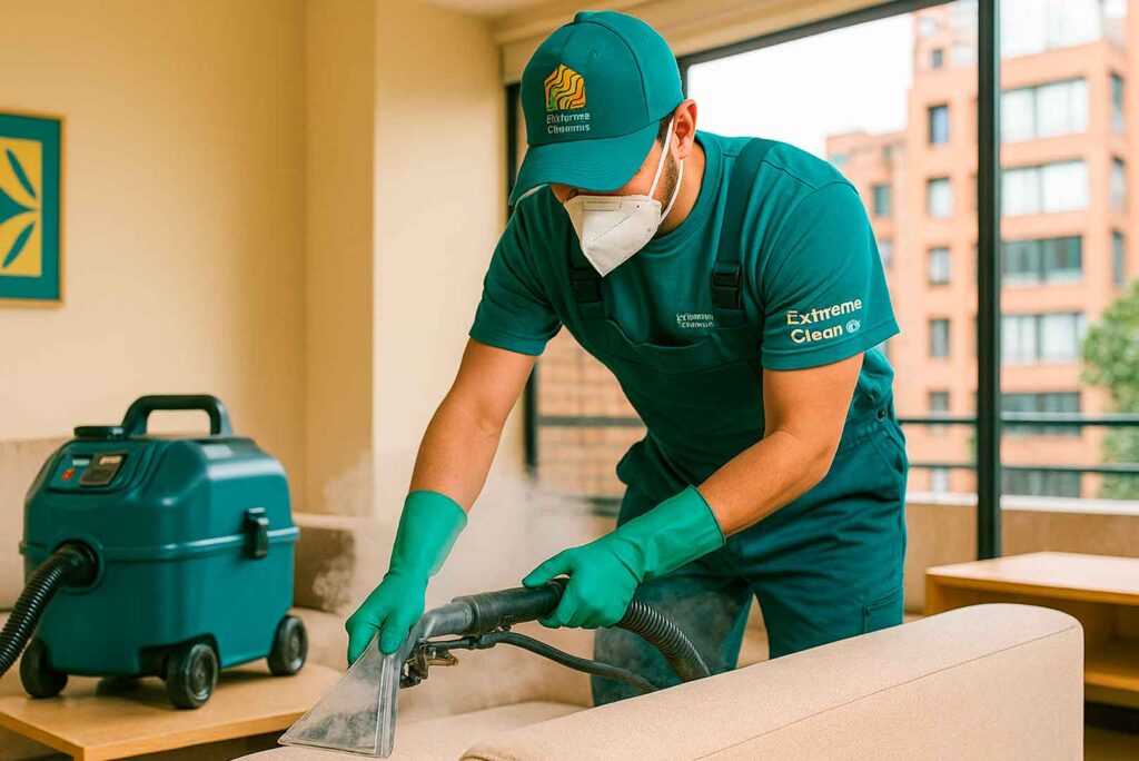 Proceso de lavado de muebles a domicilio